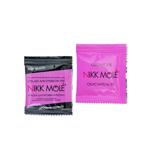 Фарба для брів та вій Nikk Mole, тон Синьо-чорний, саше — фото 1