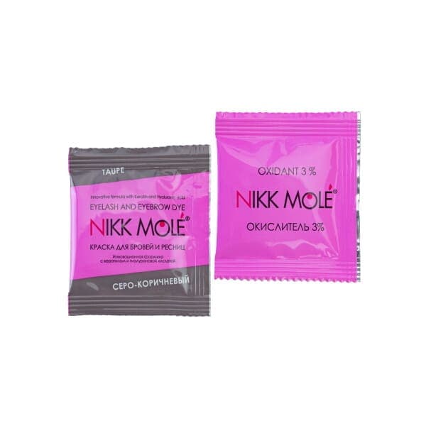 Фарба для брів та вій Nikk Mole, тон Сіро-коричневий, саше — фото 1