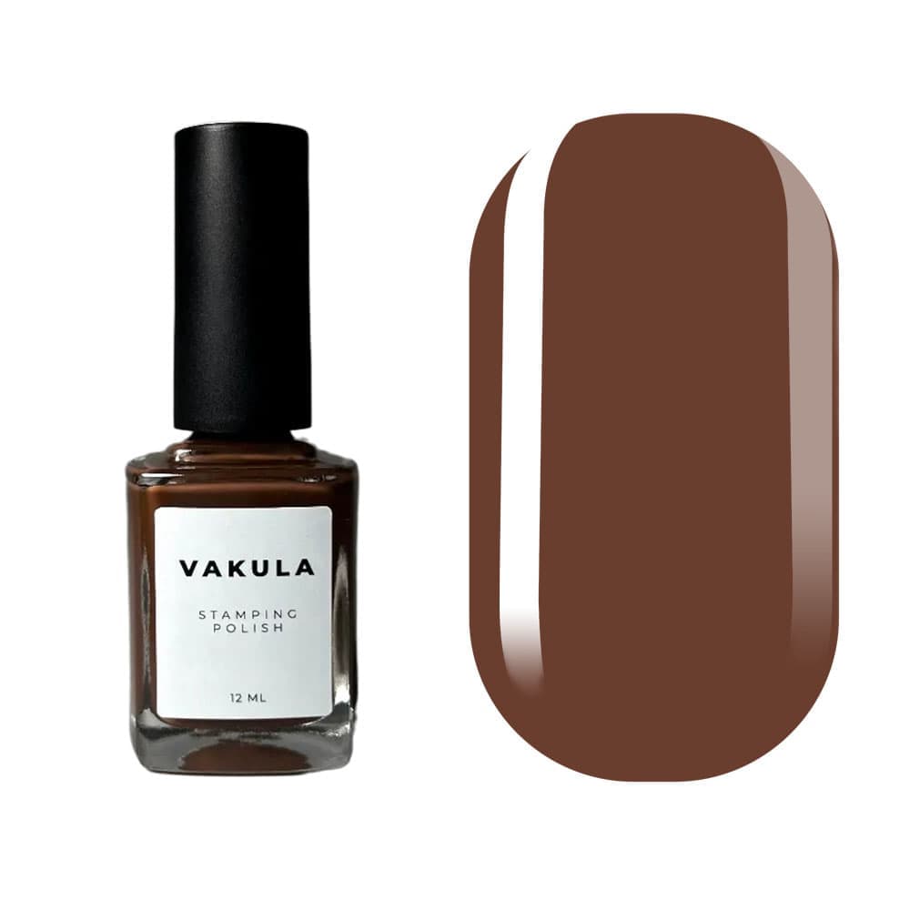 Лак для стемпінгу VAKULA №18, коричневий, 12 мл
