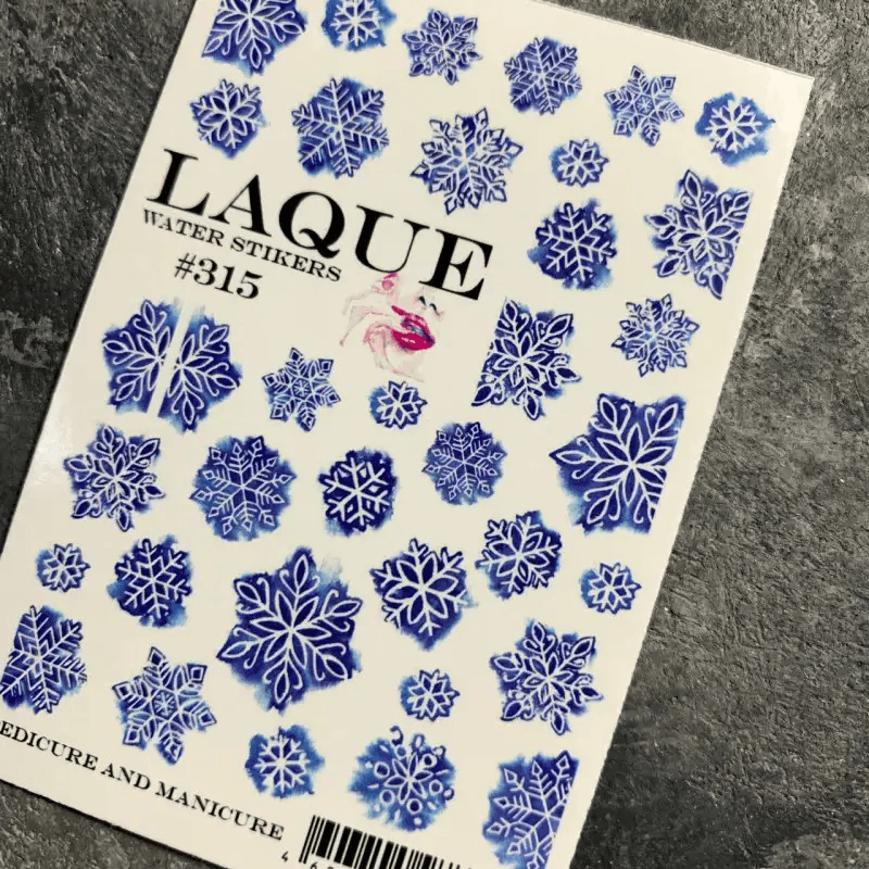 LAQUE слайдер дизайн для нігтів №315 (сині сніжинки) — фото 1