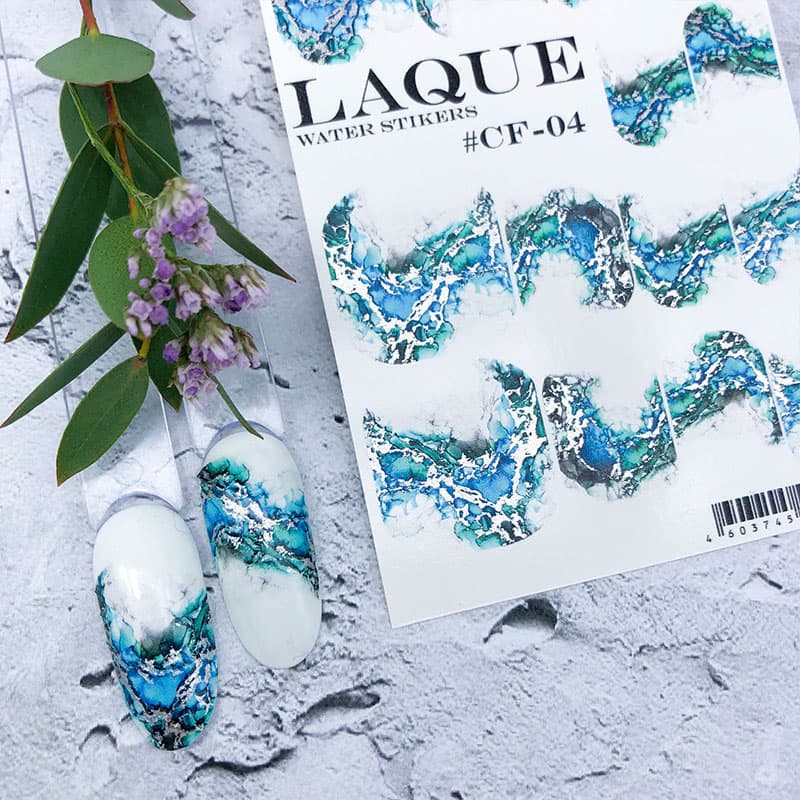 LAQUE слайдер дизайн для нігтів CF-04 (зелений, сірий)