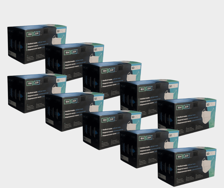 Маска защитная Янкор для мастера маникюра, белая, 10 уп по 50 шт. — фото 1