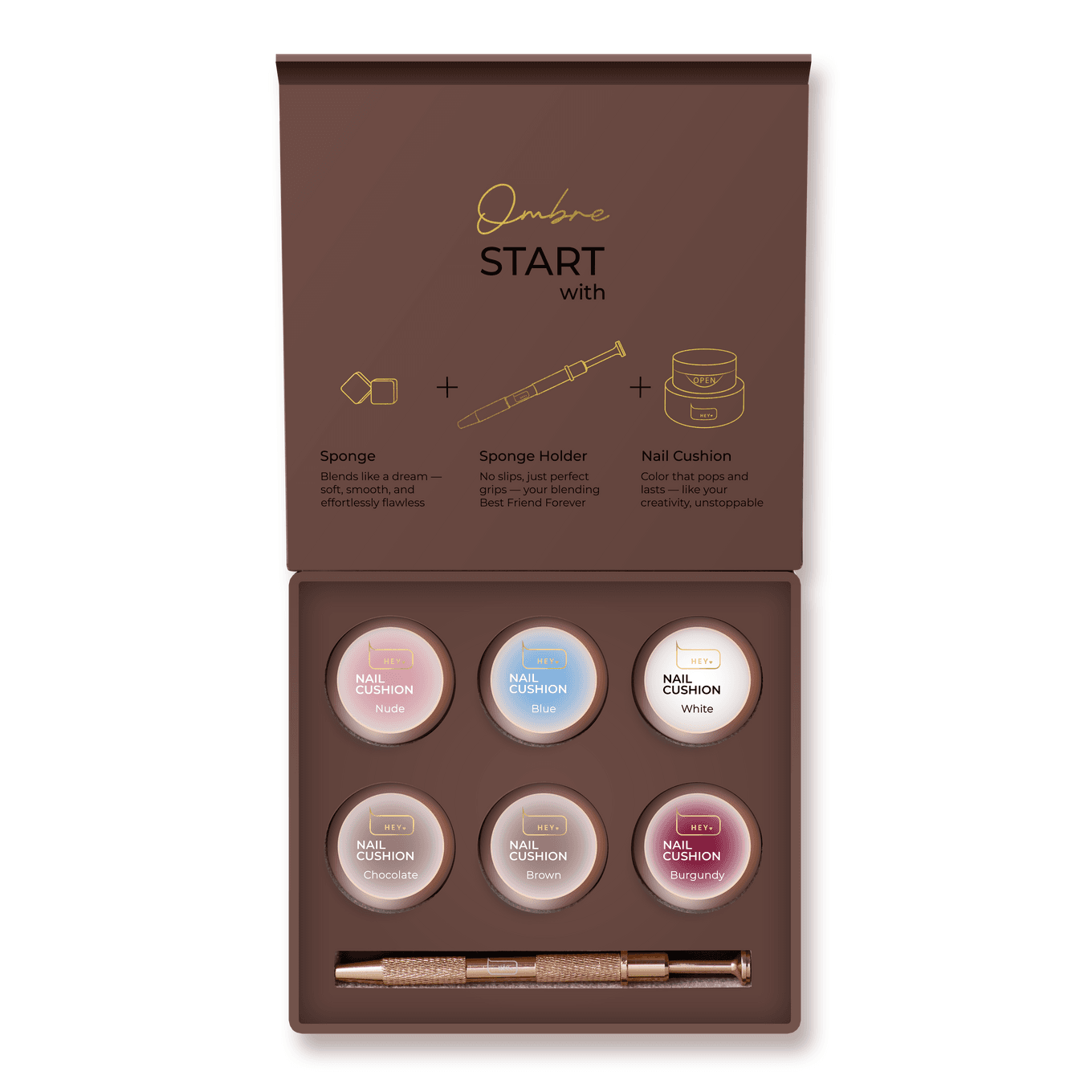 Набір для омбре HEYLOVE Nail cushion set "Brown" — фото 1
