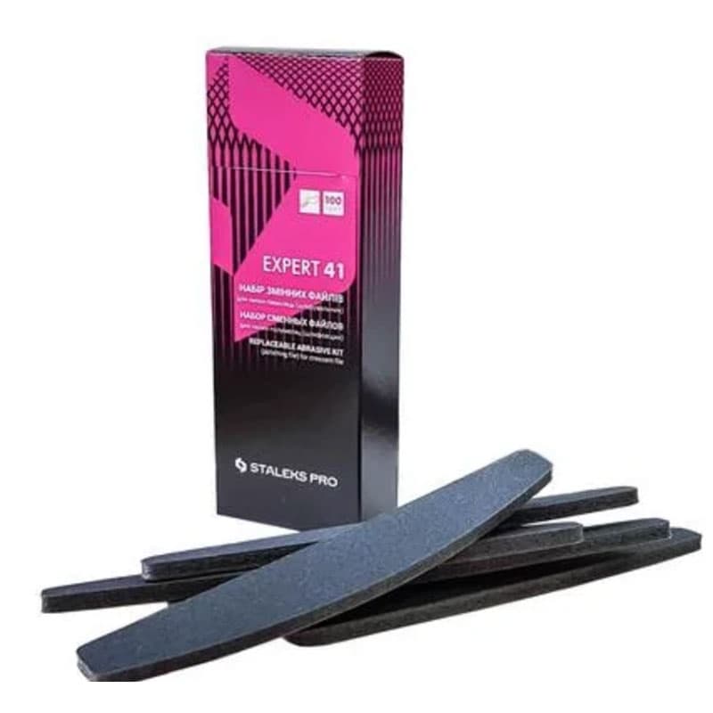 Набір змінних файлів для пилки півмісяць Staleks Expert 41, 100 гріт, на пінній основі, 10 шт
— фото 1