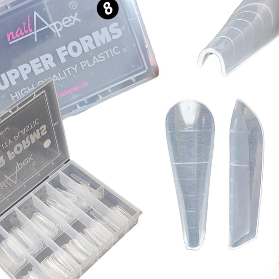 NailApex Верхні форми для моделювання нігтів пайп №8