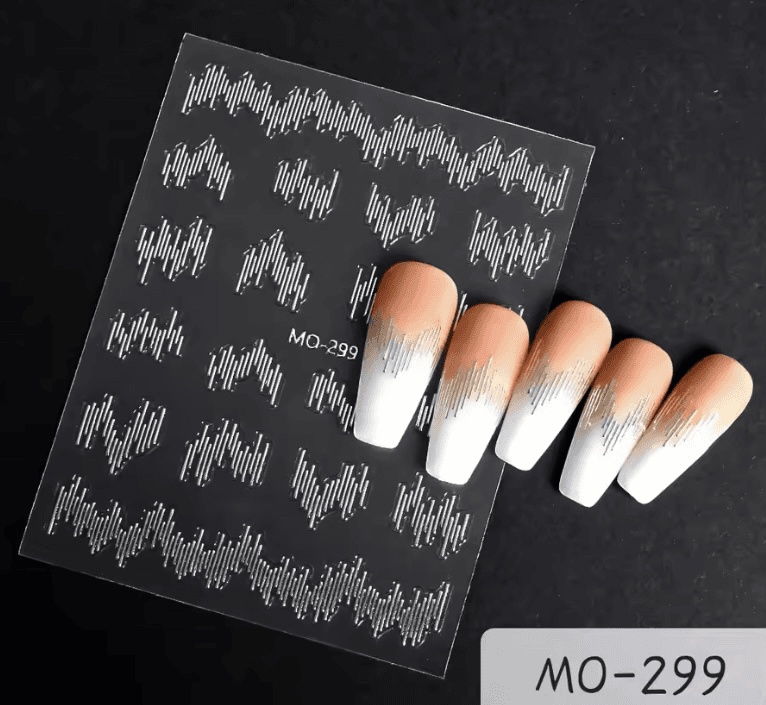 Наліпки на липкій основі, смужки, срібло — фото 1