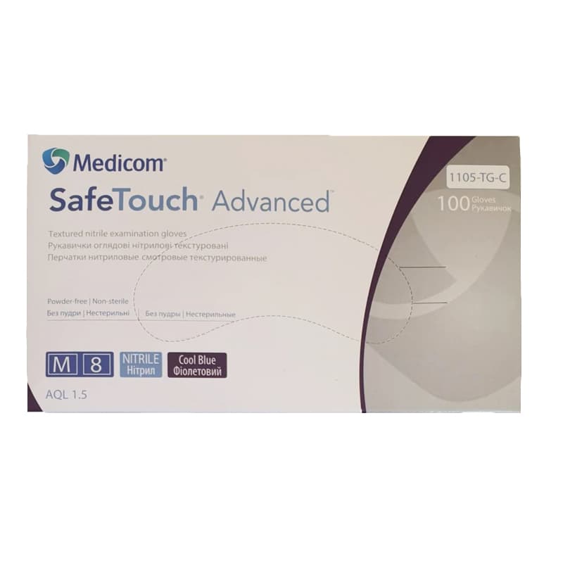 Рукавички нітрилові Medicom неопудрені фіолетові, розмір M, 100 шт