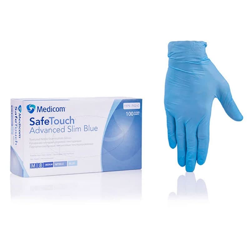 Рукавички нітрилові Medicom Slim Blue (Блакитні), S