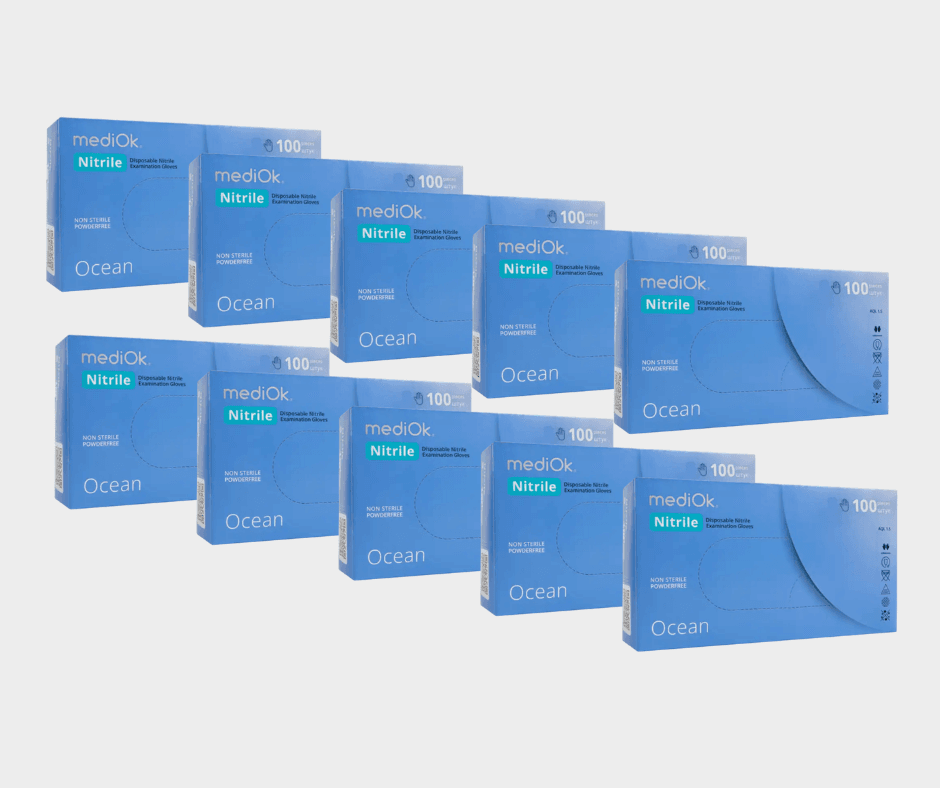 Перчатки нитриловые неопудренные MediOk Ocean, голубые, размер S, 10 упаковок — фото 1