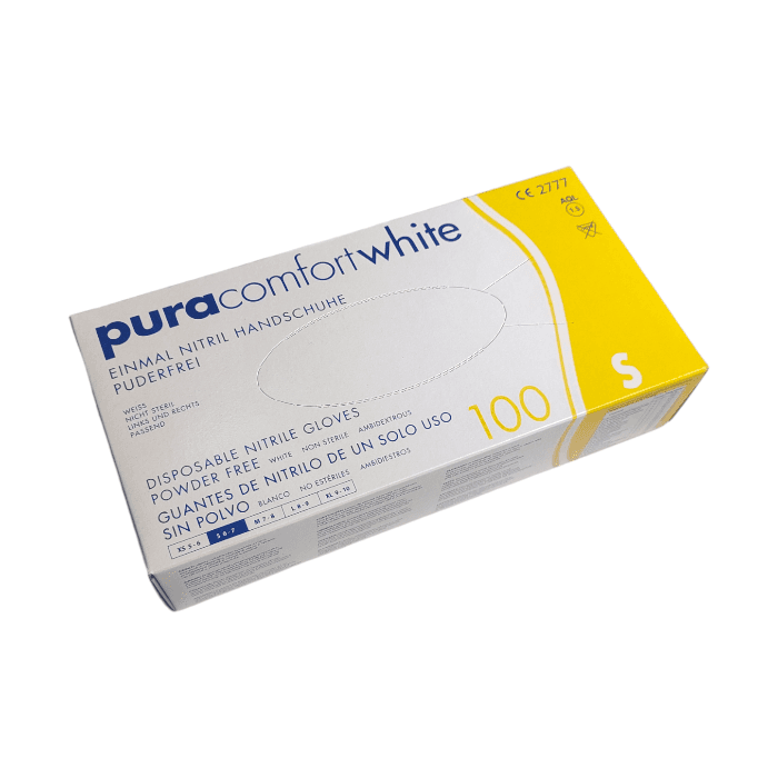 Рукавички нітрилові неопудрені PuraComfort, білі, розмір S