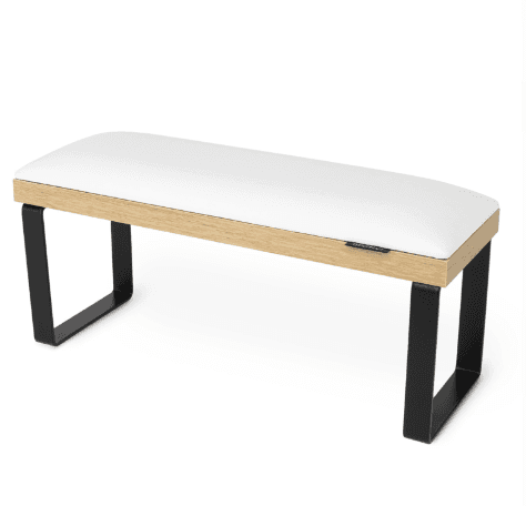 Підлокітник для манікюру Loft на чорних металевих ніжках на коричневій основі.