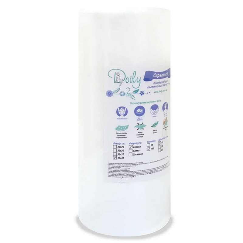 Рушники одноразові Doily 30/30 рулон сітка, 100 шт