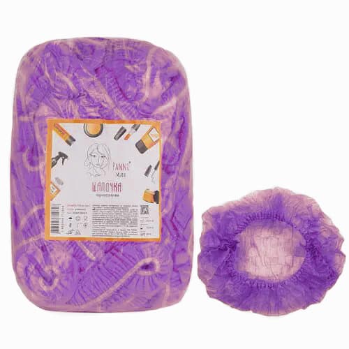 Шапочка медична нестерильна на подвійній резинці Panni Mlada фіолетова, 100 шт.