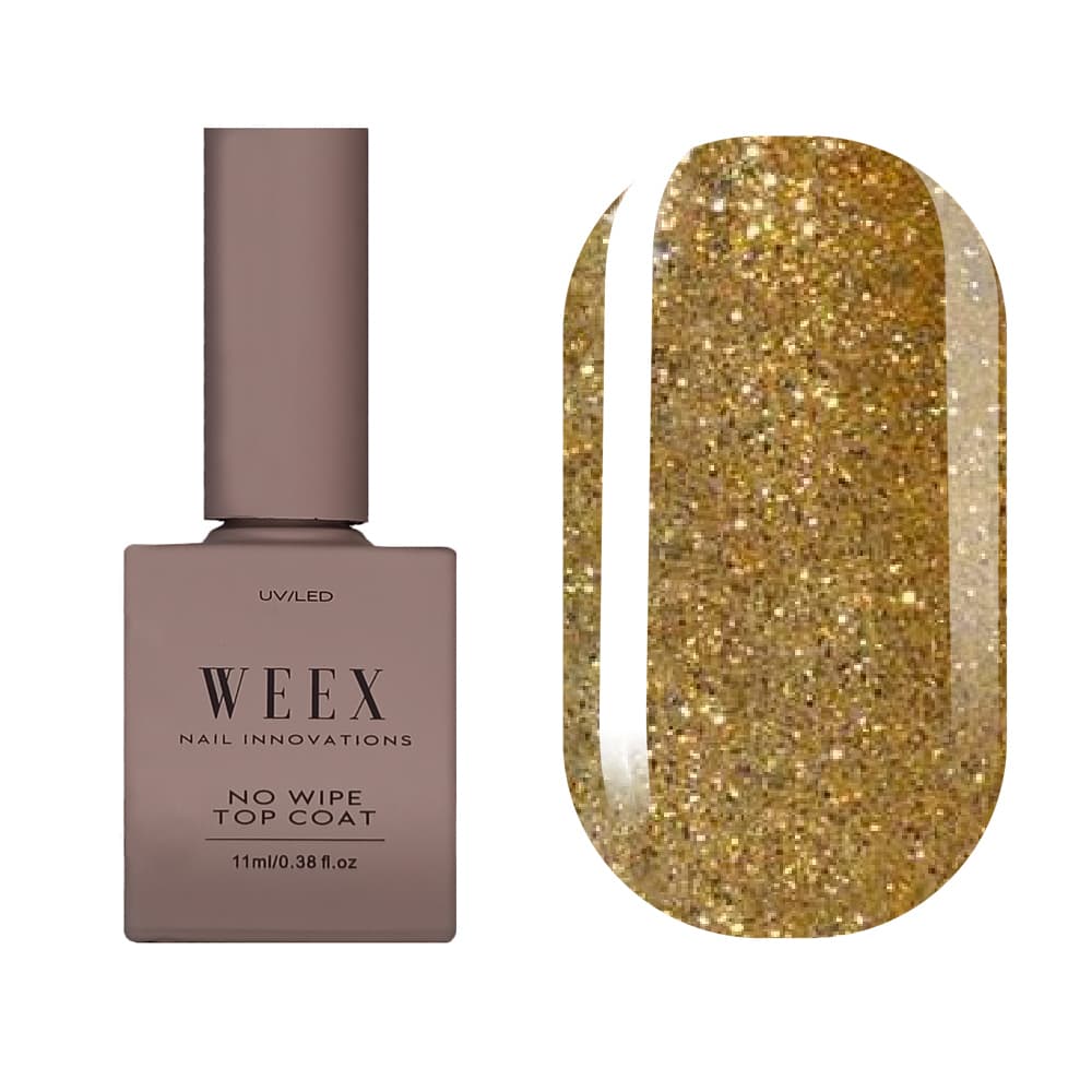 Топ WEEX No Wipe Dance Gold світловідбиваючий, 11 мл (топ без липкого шару) — фото 1