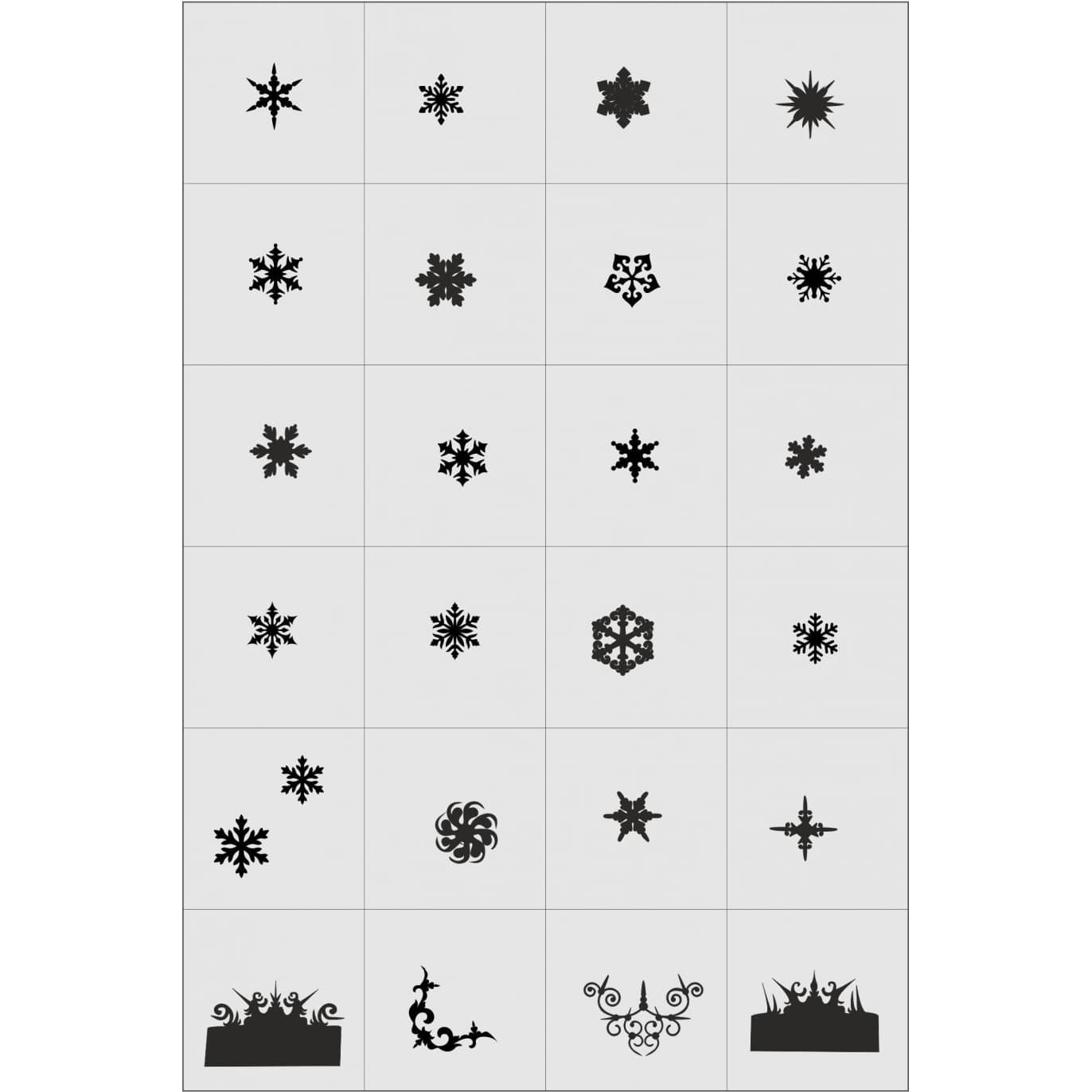 Трафарет для аерографії X-color, Сніжинки — фото 1