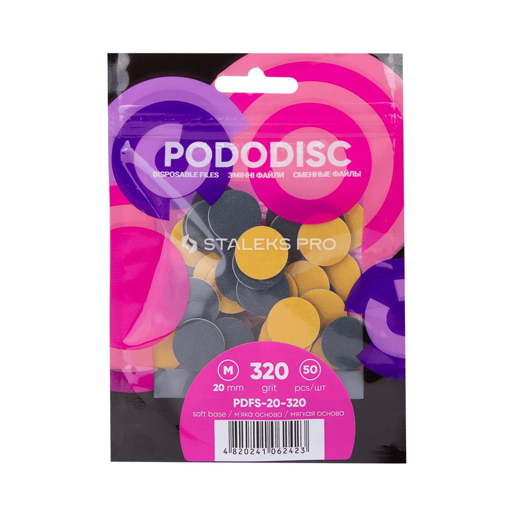 Сменные файлы на мягкой основе для педикюрного диска PODODISC STALEKS PRO M 320 грит (50 шт) — фото 1