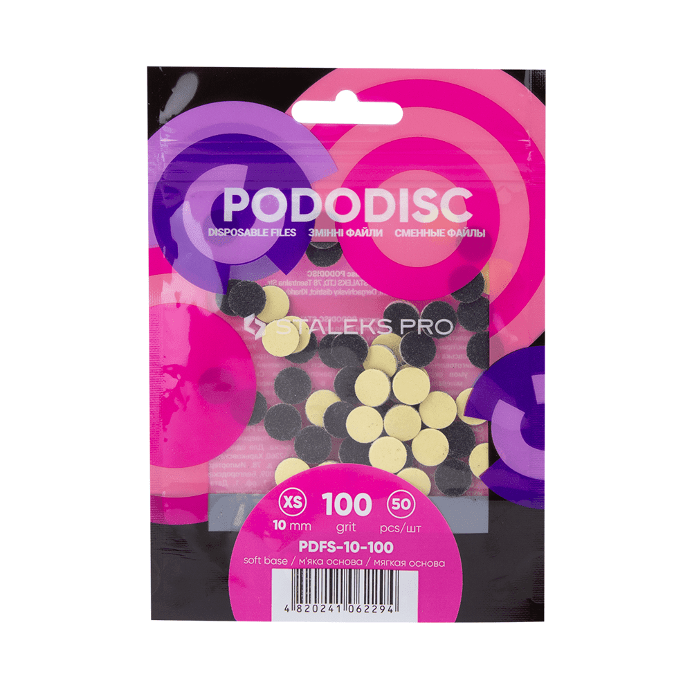 Сменные файлы на мягкой основе для педикюрного диска PODODISC STALEKS PRO XS 100 грит (50 шт) — фото 1