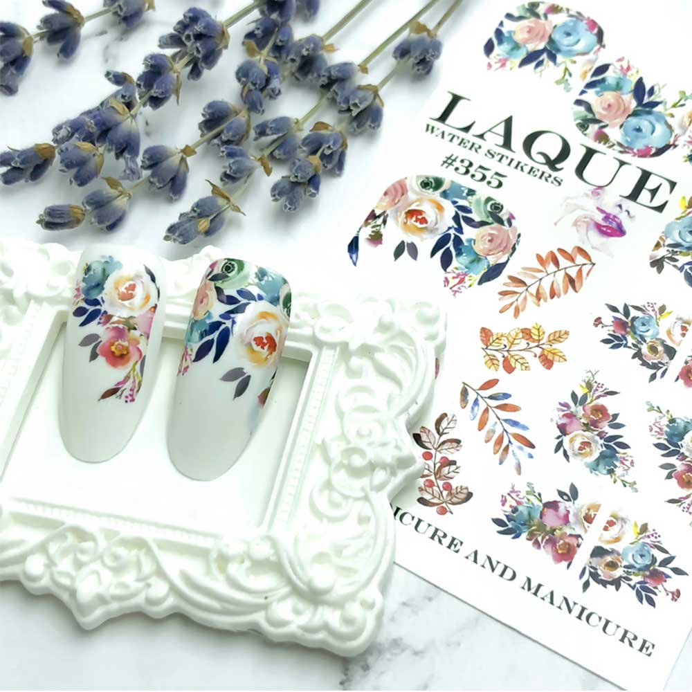 LAQUE слайдер дизайн для ногтей №355 (цветы) — фото 1