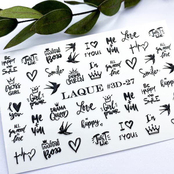 LAQUE слайдер-дизайн для ногтей 3D-27 (текст) — фото 1