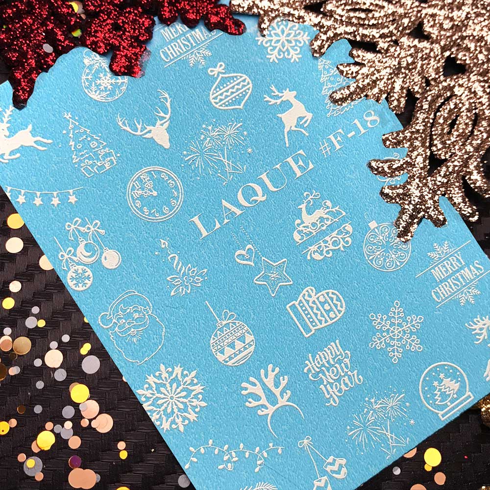 LAQUE фольгированный слайдер дизайн для ногтей F-18 (белый) — фото 1