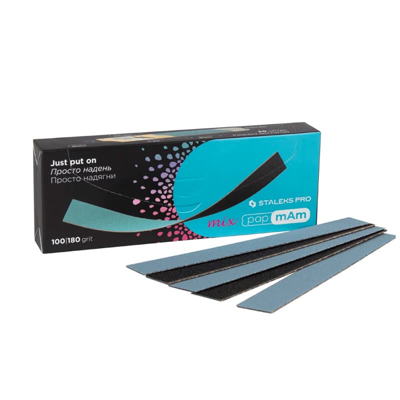 Staleks сменные двусторонние файлы papmAm Mix для пилки прямой 100/180 грит (50 шт) — фото 1