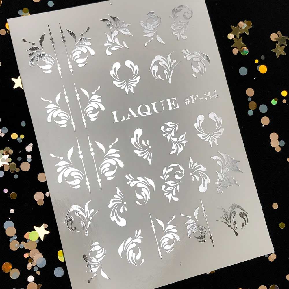 LAQUE фольгированный слайдер дизайн для ногтей F-34 (серебро) — фото 1
