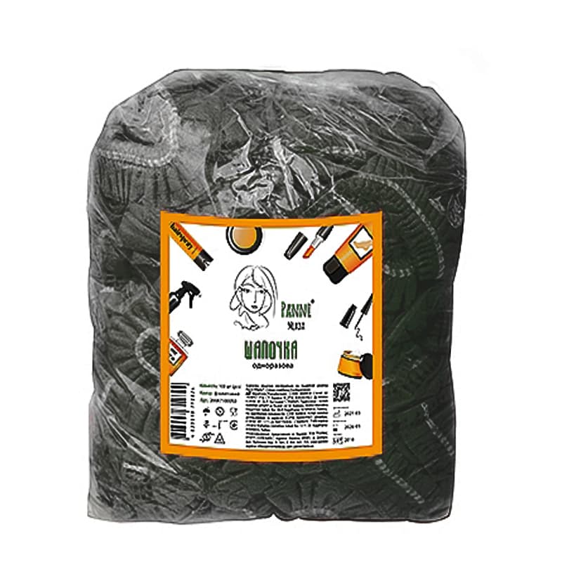 Шапочка медична на подвійній резинці Panni Mlada чорна, 100 шт. — фото 1