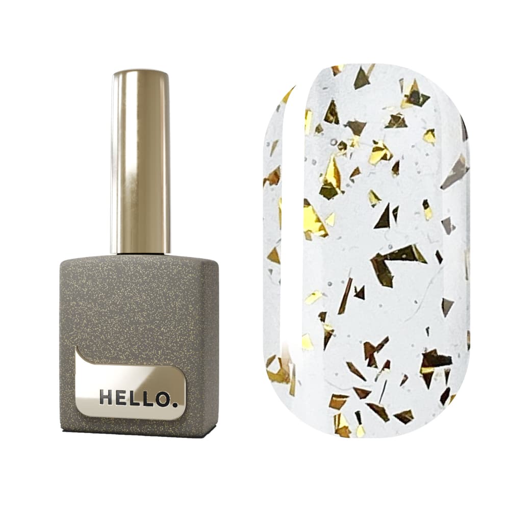 Топ HELLO Gold glossy без липкого шару з поталлю, 15 мл — фото 1