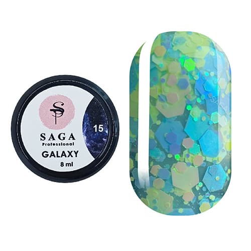 Гель Saga Professional Galaxy Glitter №15, 8 мл — фото 1
