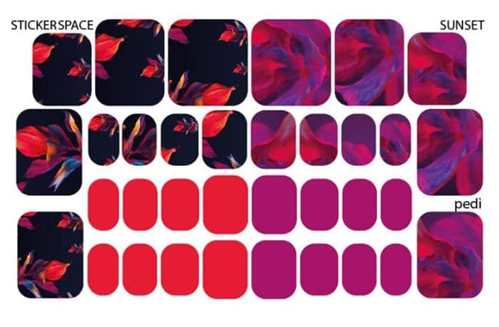 Стікери Stickersspace на липкій основі для педикюру Sunset pedi — фото 1