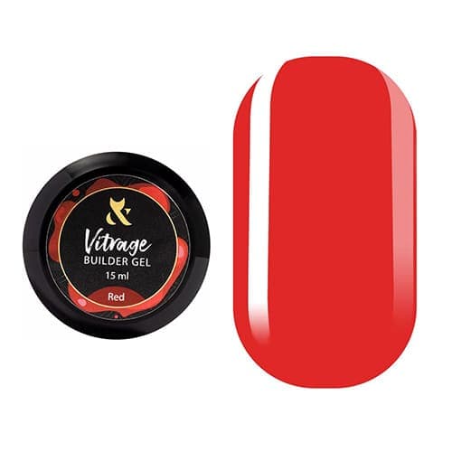 Гель вітражний F.O.X Builder gel, Red, 15 ml — фото 1