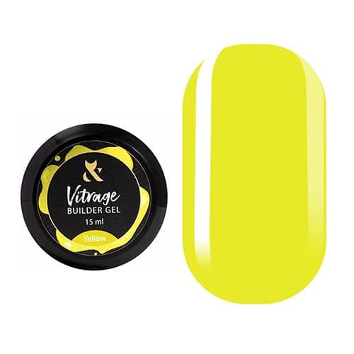 Гель вітражний F.O.X Builder gel, Yellow, 15 ml — фото 1