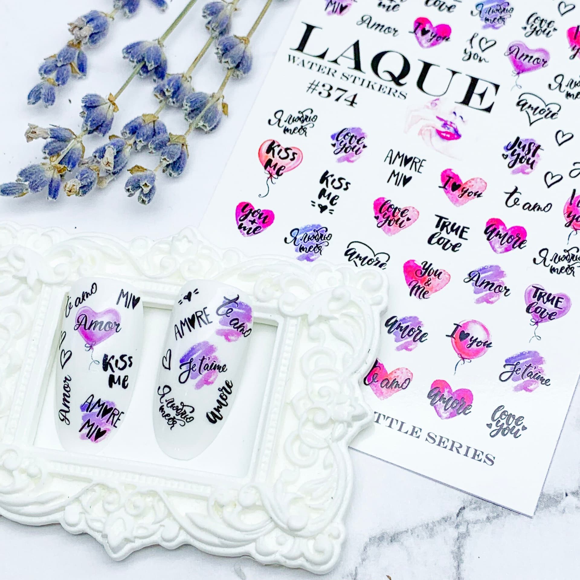 LAQUE слайдер дизайн для нігтів №374 (серця кохання) — фото 1