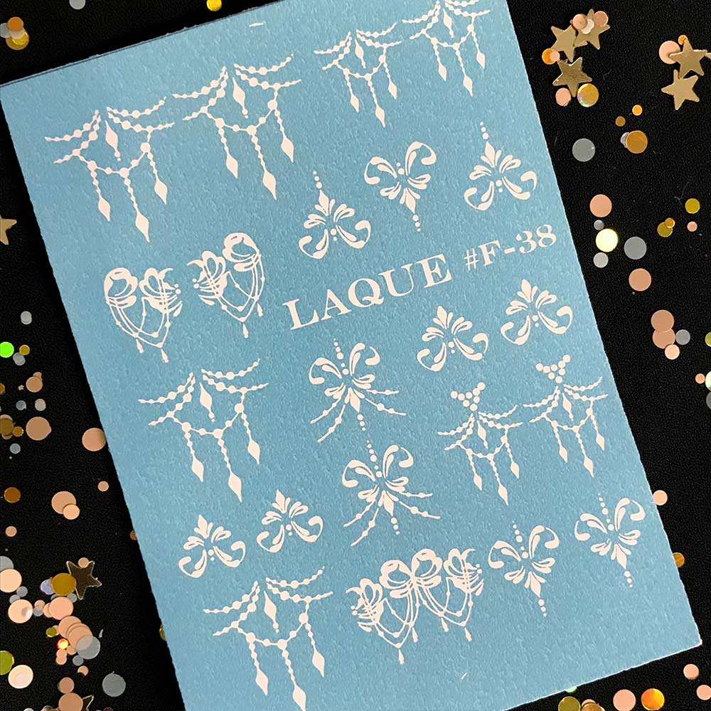 LAQUE фольгированный слайдер дизайн для ногтей F-38 (белый) — фото 1