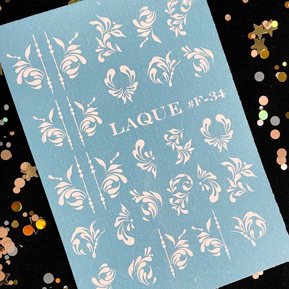 LAQUE фольгований слайдер дизайн для нігтів F-34 (білий) — фото 1