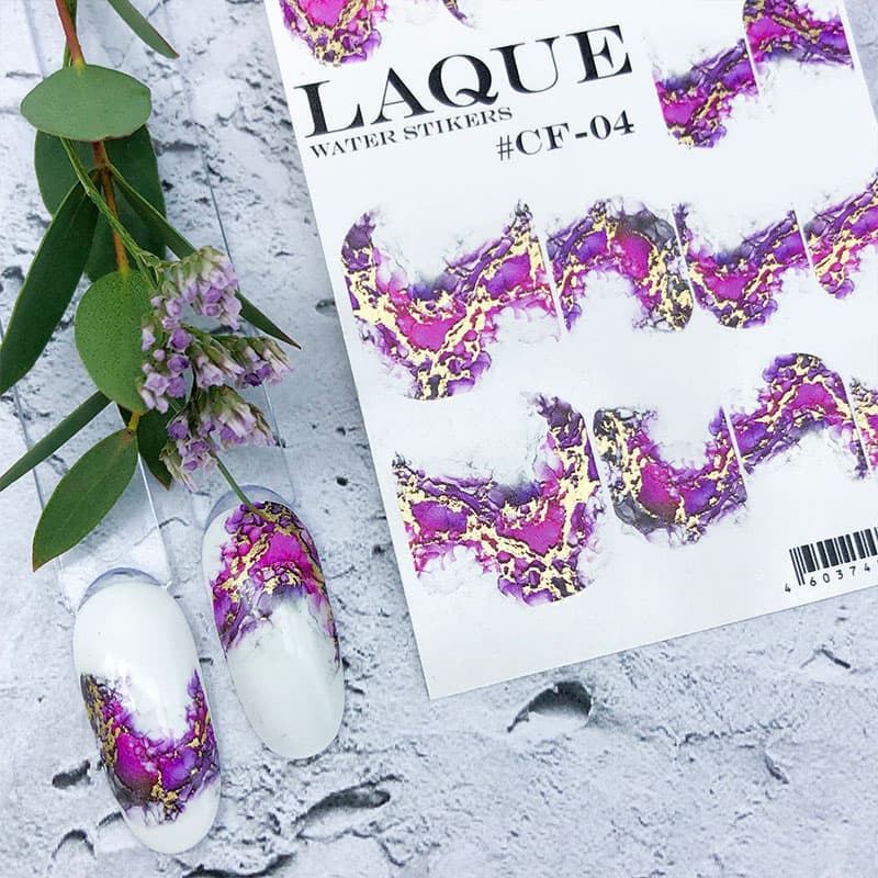 LAQUE слайдер дизайн для нігтів CF-04 (рожевий, золотий) — фото 1