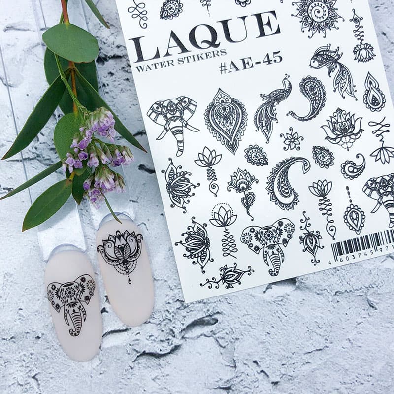 LAQUE слайдер-дизайн для ногтей AE-45 (черный) — фото 1