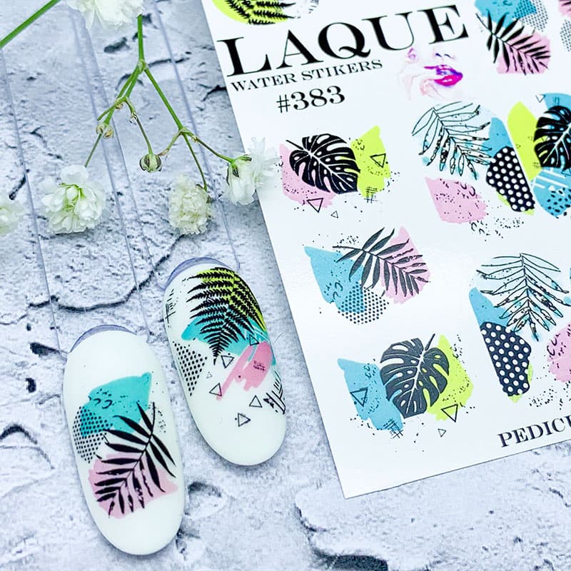 LAQUE слайдер дизайн для нігтів №383 (кольорова монстера) — фото 1
