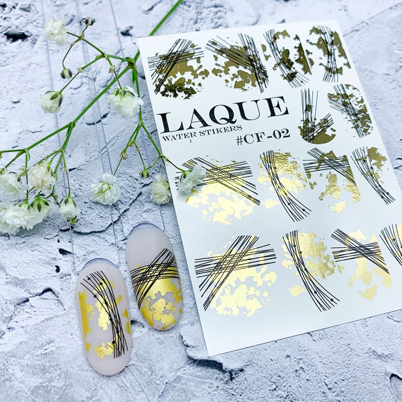 LAQUE слайдер-дизайн для ногтей CF-02 (золотой, черный) — фото 1