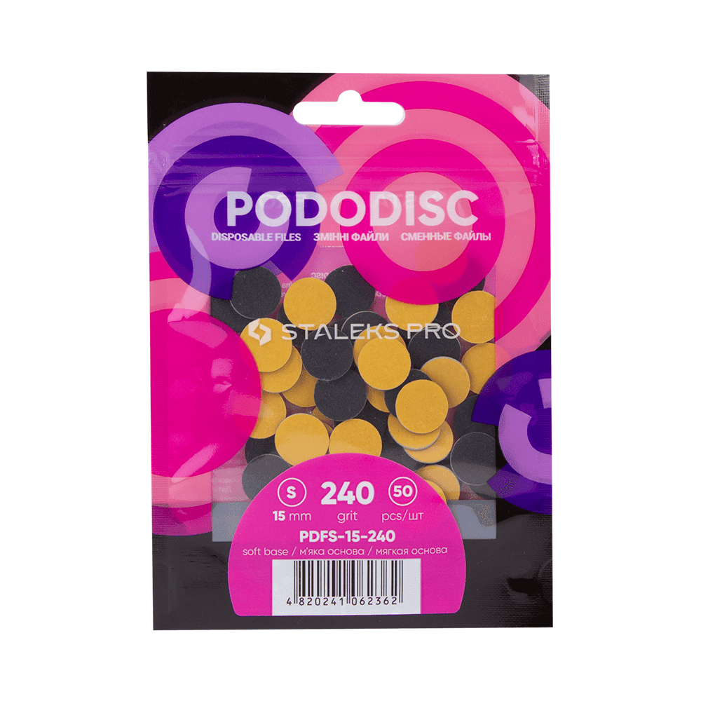 Сменные файлы на мягкой основе для педикюрного диска PODODISC STALEKS PRO S 240 грит (50 шт) — фото 1