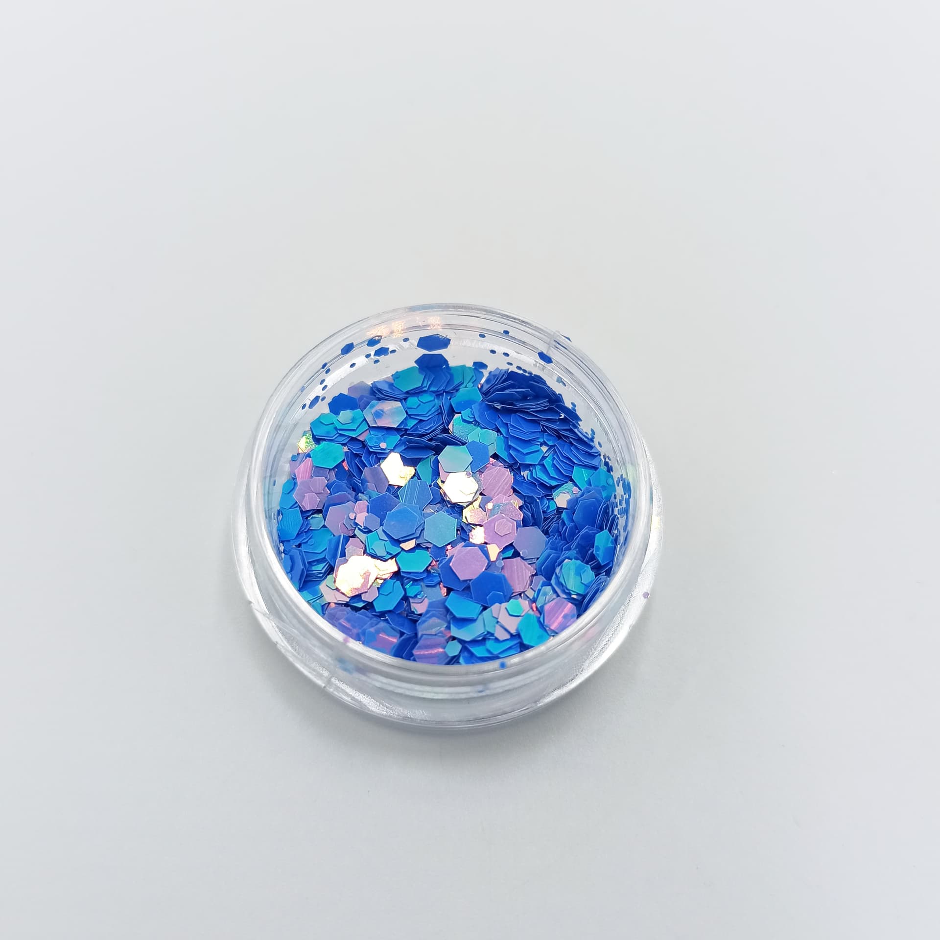 Голографические шестигранники микс (синие) — фото 1