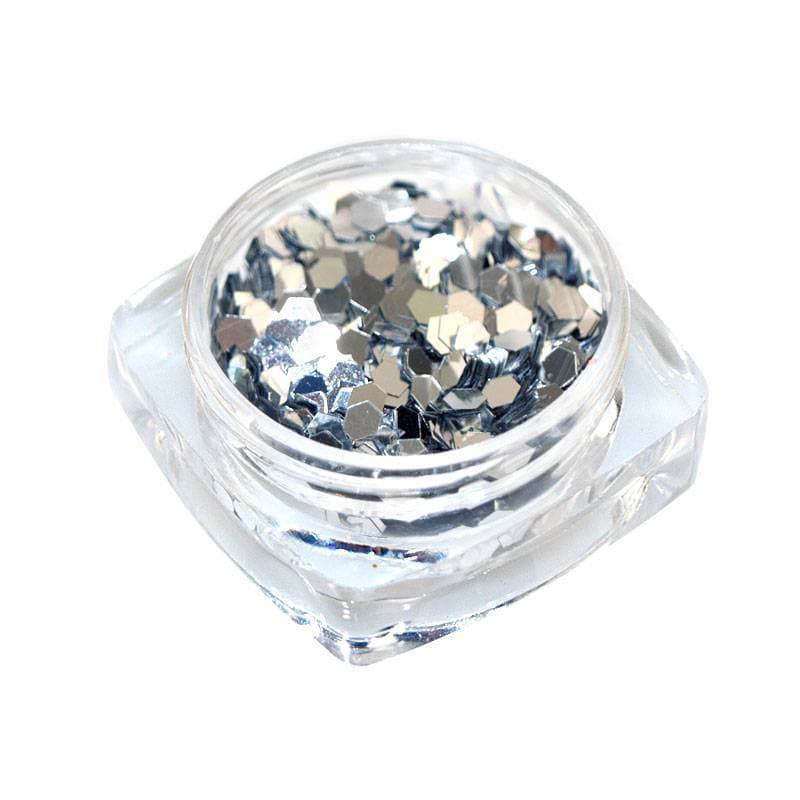 Шестигранники для декору нігтів, срібло — фото 1