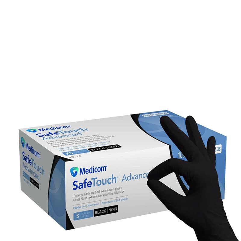 Рукавички нітрилові Medicom Black (Чорні), S — фото 1