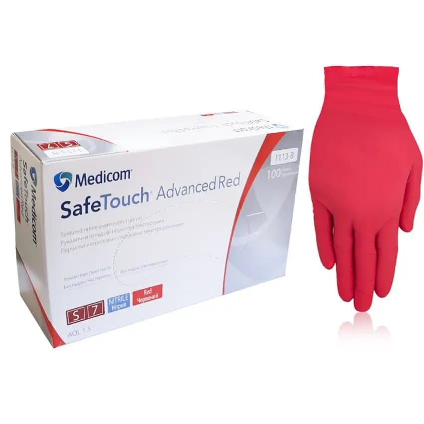 Перчатки нитриловые Medicom Red S (красные) — фото 1