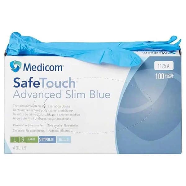 Рукавички нітрил Medicom неопудрені блакитні, розмір L, 1000 шт — фото 1