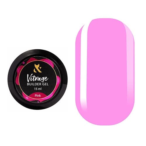 Гель вітражний F.O.X Builder gel, Pink, 15 ml — фото 1