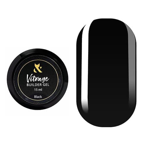 Гель вітражний F.O.X Builder gel, Black, 15 ml — фото 1