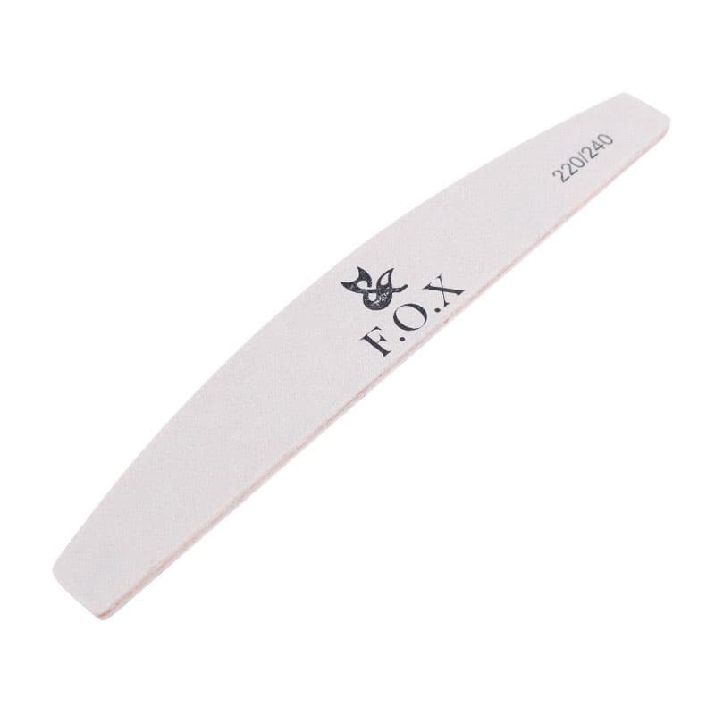 Пилочка для нігтів F.O.X. 220/240 на дерев'яній основі, півколо — фото 1