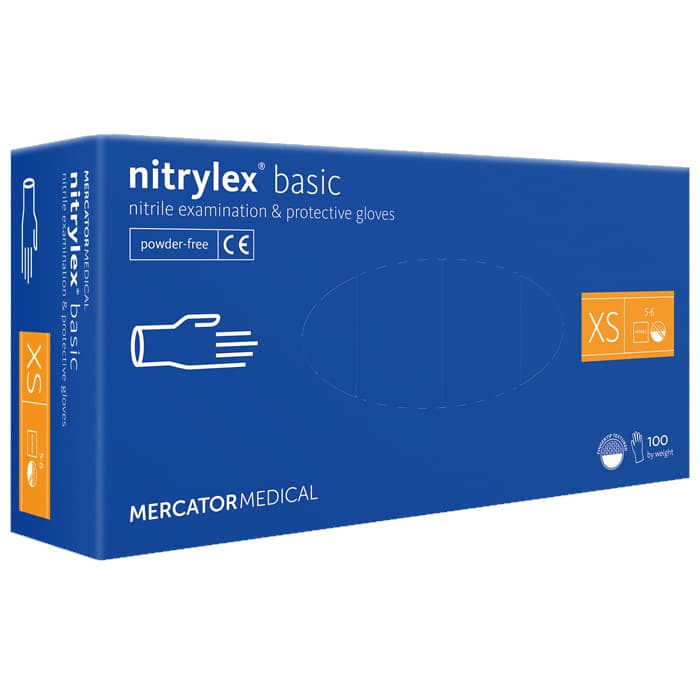 Рукавички нітрилові Mercator Medical Nitrylex Basic Blue, XS, 100 шт. — фото 1