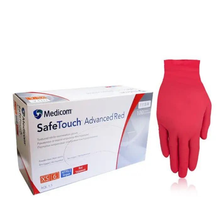 Рукавички нітрилові Medicom Red XS (червоні) — фото 1